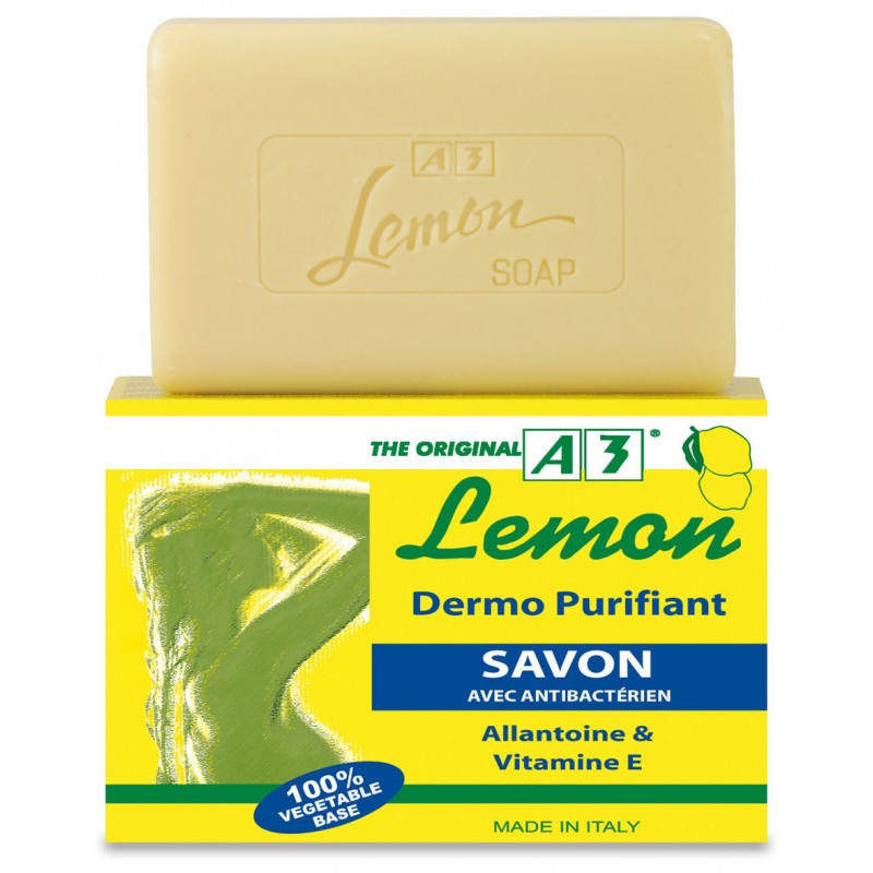 A3 LEMON Dermo Purifiant Savon avec Antibactérien Allantoine & Vitamine E 100 g